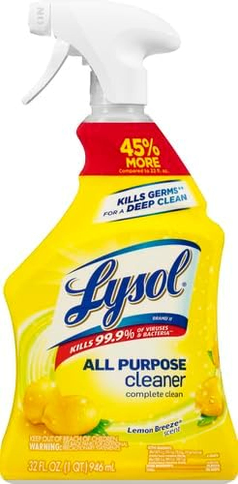 All-Purpose Cleaner, Sanitizing and Disinfecting Spray, to Clean and Deodorize, Lemon Breeze Scent, 32Oz