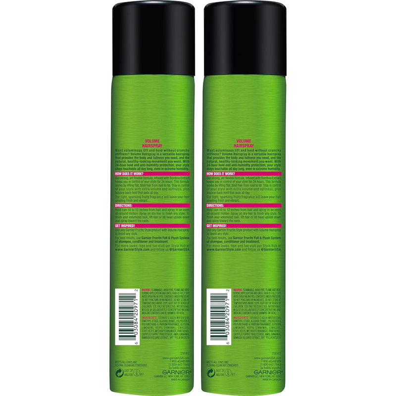 Fructis Style Volume Anti-Humidity Hairspray, 8.25 Oz, 2 Count, (Packaging May Vary)