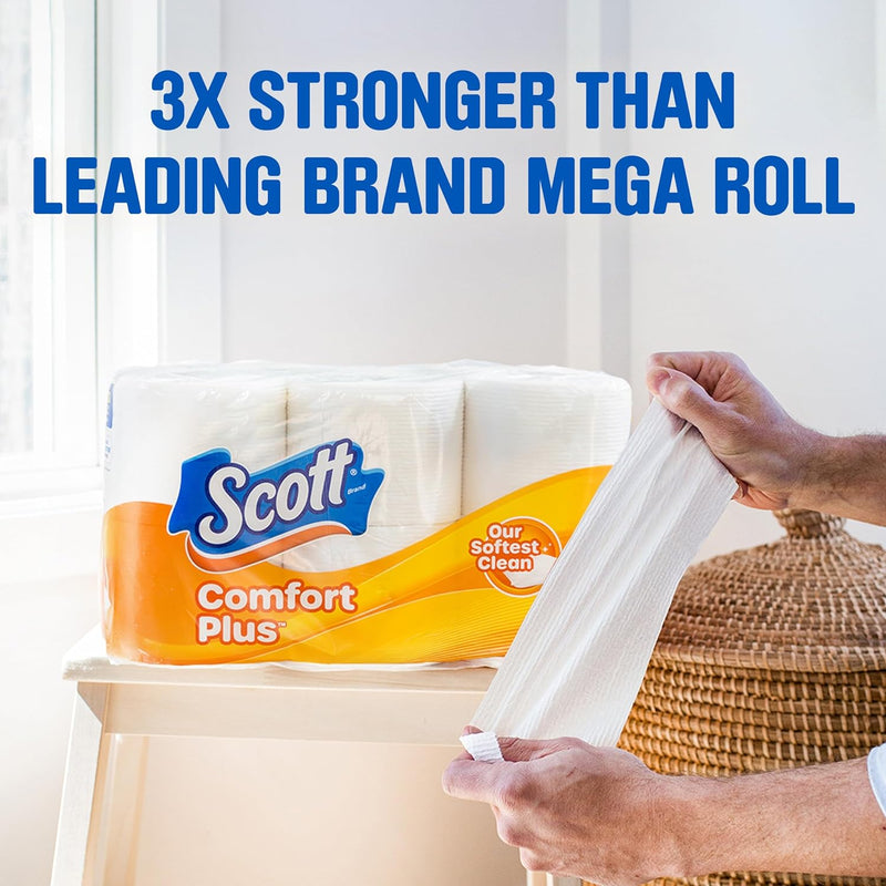 Comfortplus Toilet Paper, 12 Double Rolls, 231 Sheets per Roll, Septic-Safe, 1-Ply Toilet Tissue
