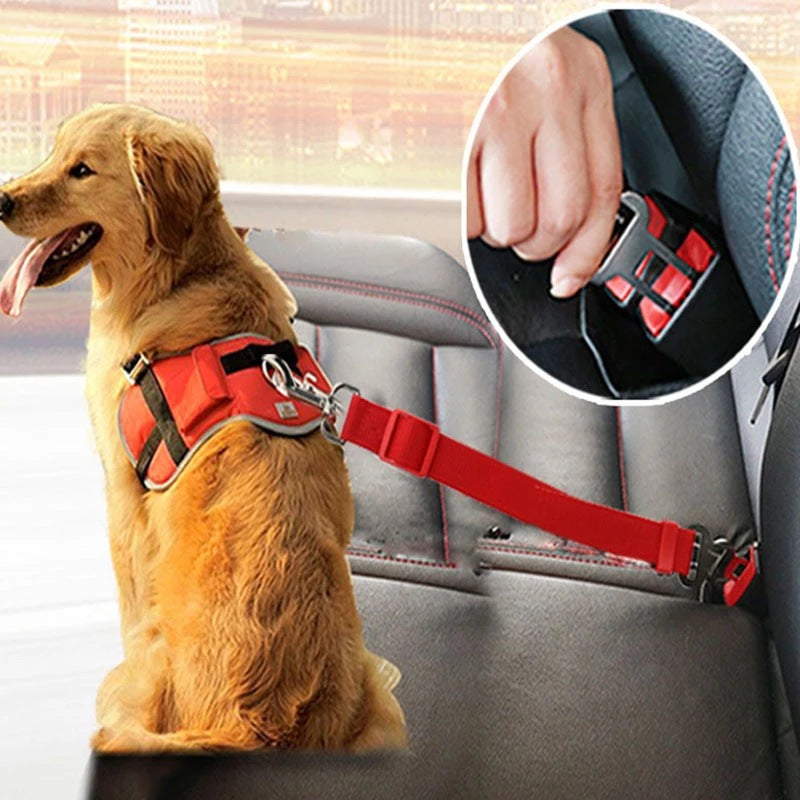 On-the-Go Comfort: Vehicle Dog Harness with Adjustable Seat Belt Clip
