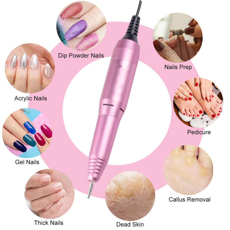 20,000 RPM - Professional Finger Toe Nail Care Electric Nail Drill Machine Manicure Pedicure Kit Electric Nail Art File Drill with 1 Pack of Sanding Bands