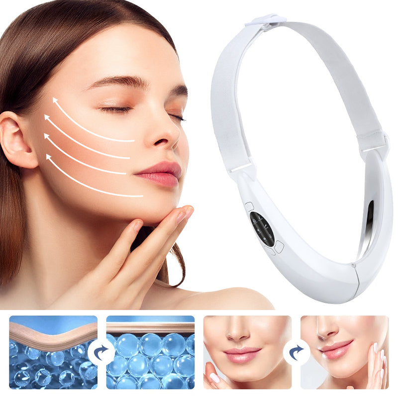 Face Lifter V-Line Up Microcurrent 5 Modes LED Photon Therapy Double Chin Vibration Slim Infrared Cellulite Massager Belt Jaw